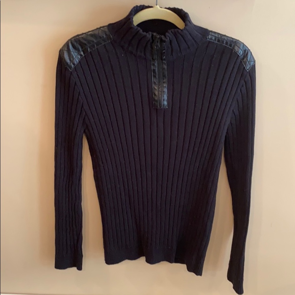 Bar III Black Pleather Sweater Size Medium